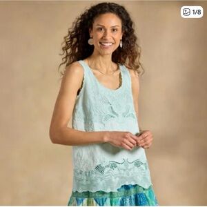 Sundance Chaparral Lace Tank Top - Light Green, Size S